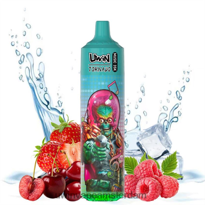 Uwin Vape Amsterdam Aardbei-framboos-kersenijs | UWIN CRYSTAL 35k wegwerpdamp F26NFN22